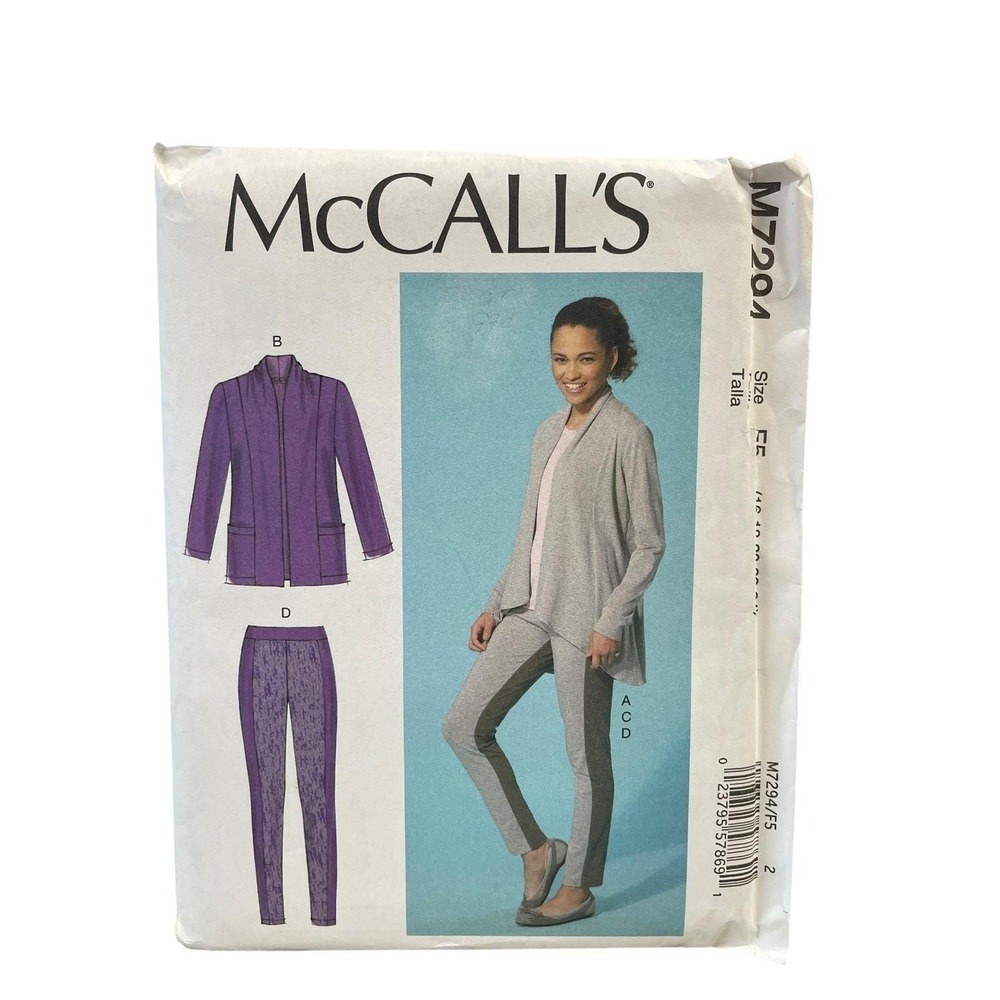 McCALL'S M7294 Misses Jackets Top Leggings Size 16-24 Modern Style UNCUT FF